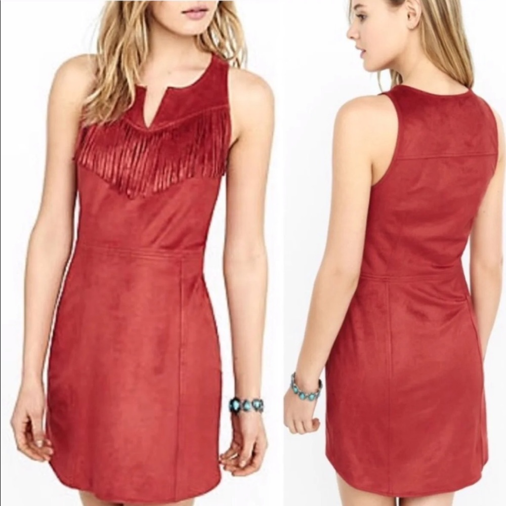 Express Suede Fringe Dress